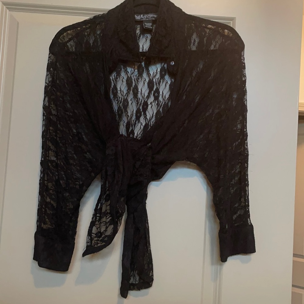 Black Lace Button Down